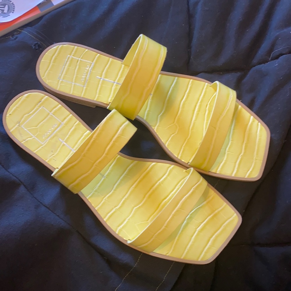 Dolce Vita Moc Croc Lime Square Toe Sandals